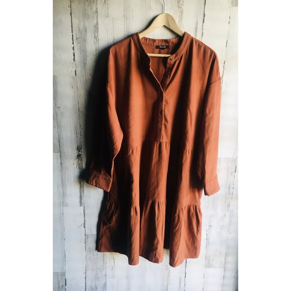 NWOT Madewell Flannel Midi Dress Swing Trapeze Rust Cottagecore Plus 2X - Picture 1 of 16